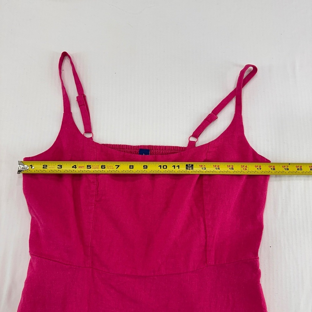 Old Navy Linen Blend Cami Mini Dress Womens Large Pink Smocked Back | Barbiecore - Picture 7 of 8